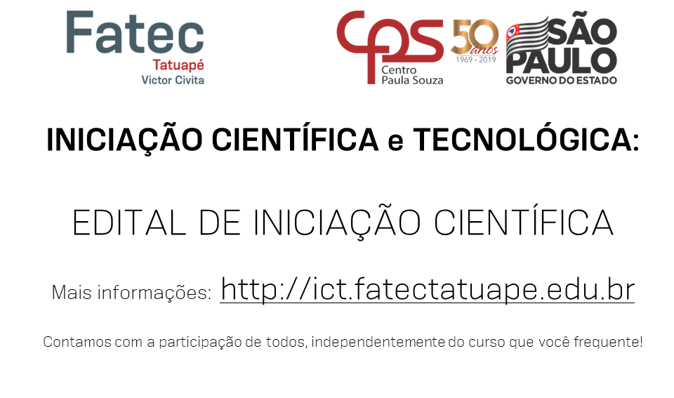 ICT: Edital de Iniciação Científica e Tecnológica